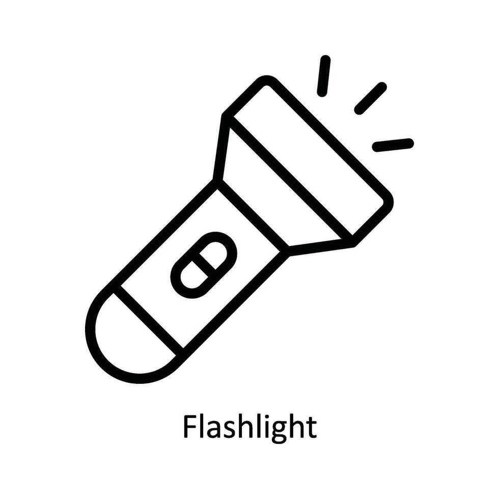Taschenlampe Vektor Gliederung Symbol Design Illustration. Küche und Zuhause Symbol auf Weiß Hintergrund eps 10 Datei