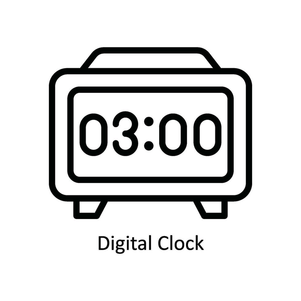 Digital Uhr Vektor Gliederung Symbol Design Illustration. Küche und Zuhause Symbol auf Weiß Hintergrund eps 10 Datei