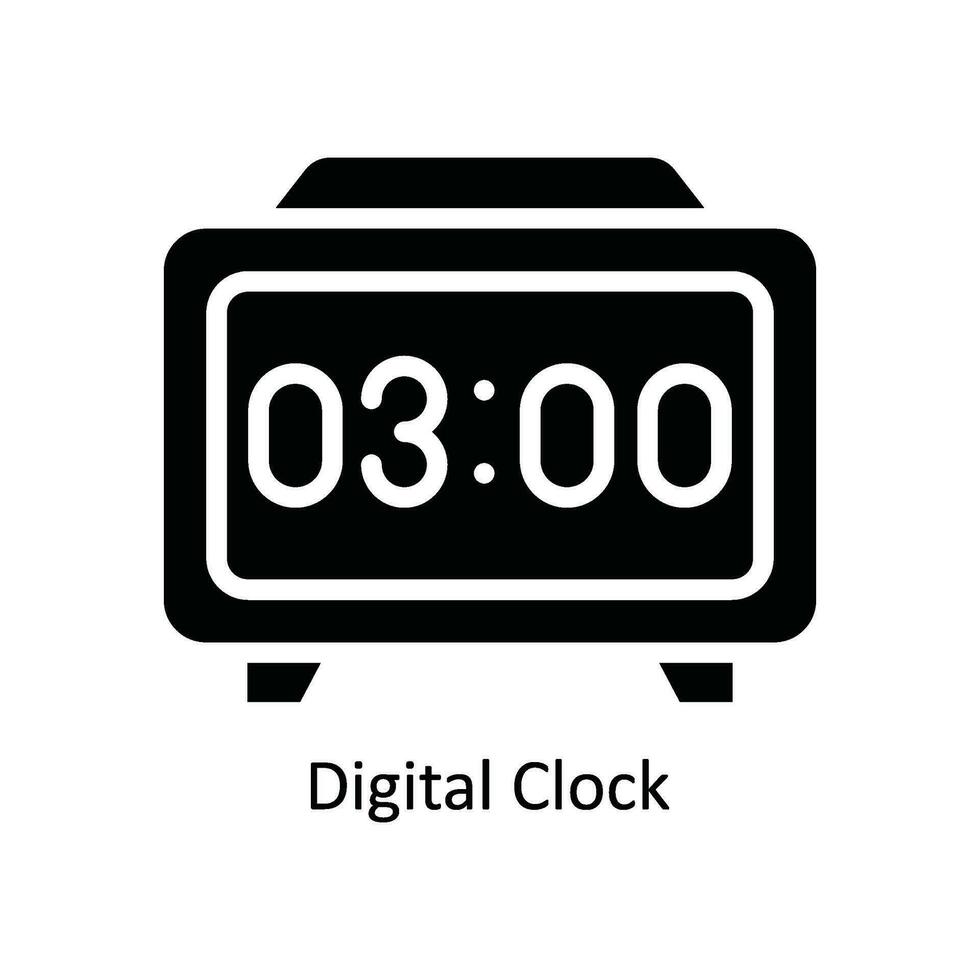 Digital Uhr Vektor solide Symbol Design Illustration. Küche und Zuhause Symbol auf Weiß Hintergrund eps 10 Datei