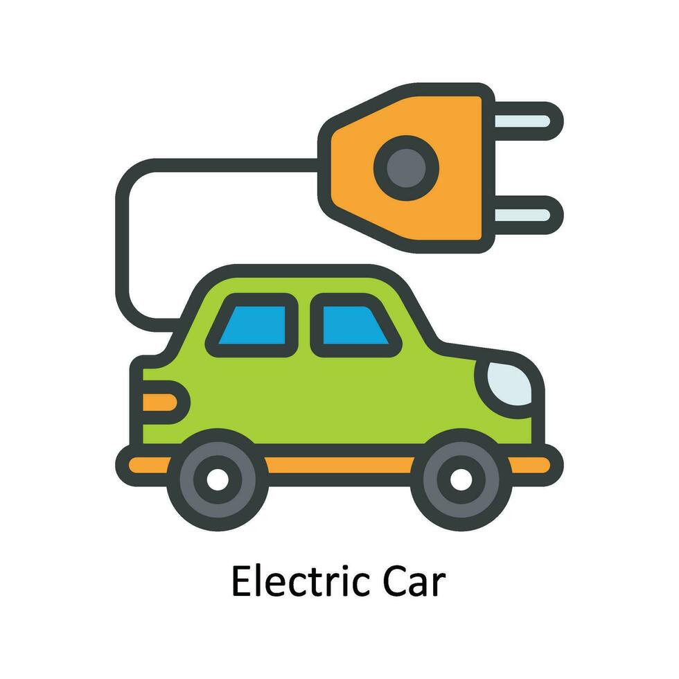 elektrisch Auto Vektor füllen Gliederung Symbol Design Illustration. Natur und Ökologie Symbol auf Weiß Hintergrund eps 10 Datei