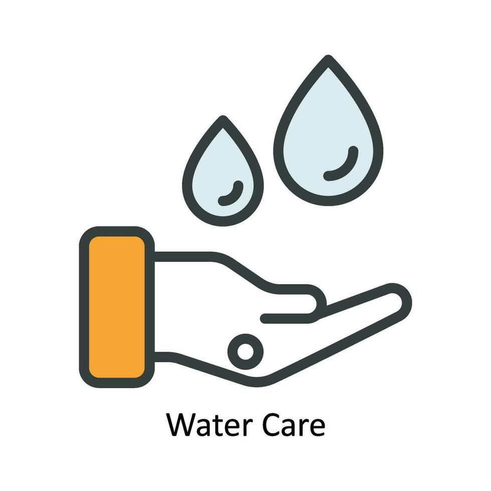 Wasser Pflege Vektor füllen Gliederung Symbol Design Illustration. Natur und Ökologie Symbol auf Weiß Hintergrund eps 10 Datei