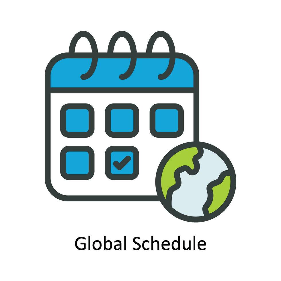 global Zeitplan Vektor füllen Gliederung Symbol Design Illustration. Natur und Ökologie Symbol auf Weiß Hintergrund eps 10 Datei