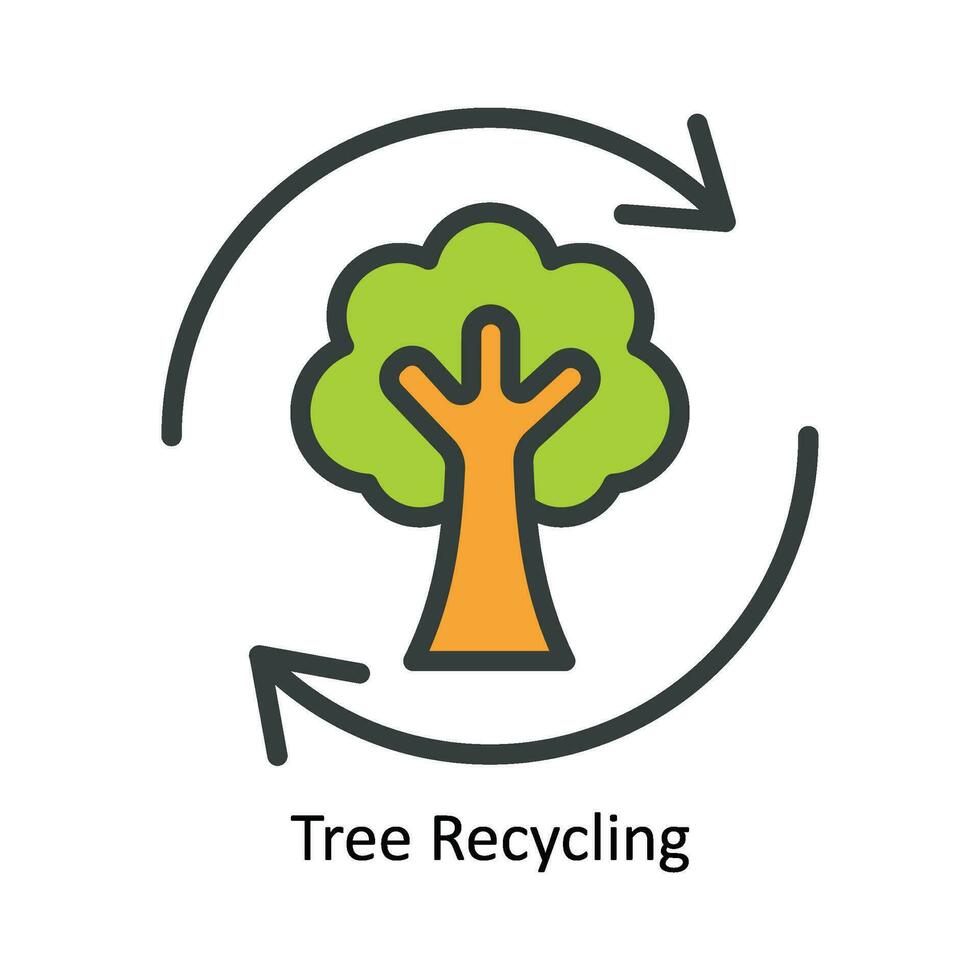 träd återvinning vektor fylla översikt ikon design illustration. natur och ekologi symbol på vit bakgrund eps 10 fil
