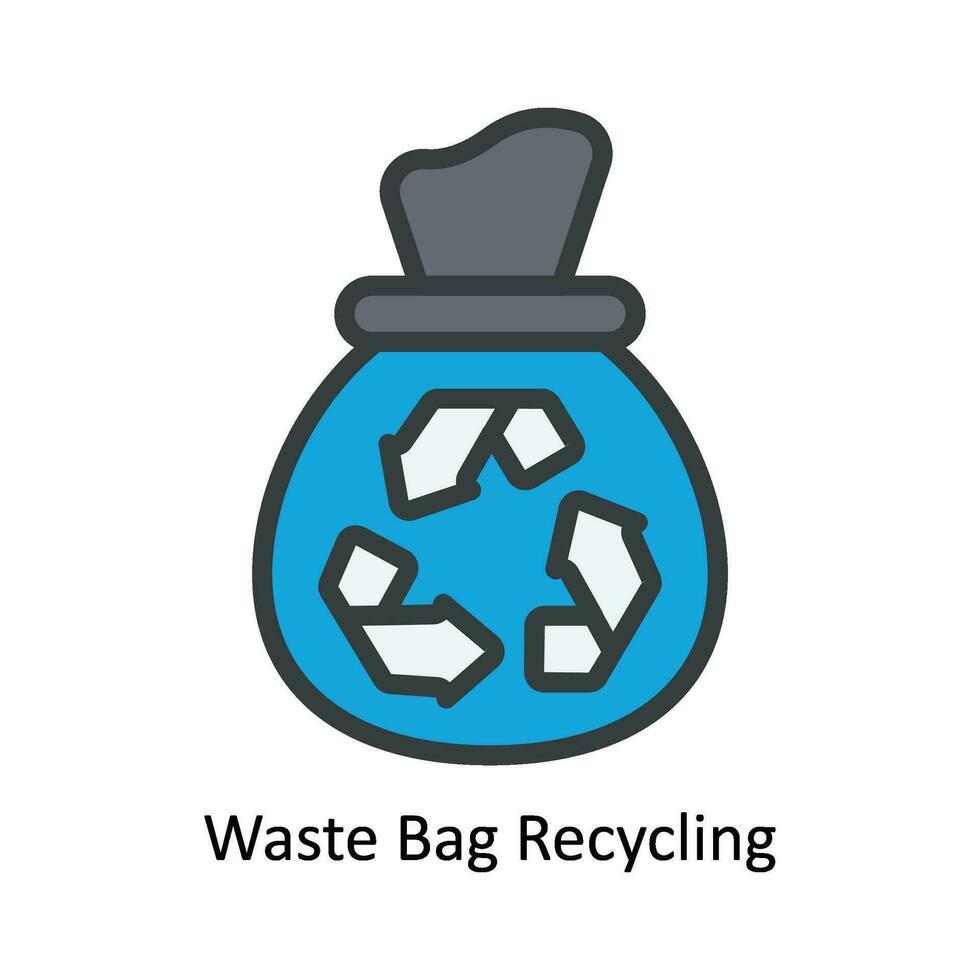 Abfall Tasche Recycling Vektor füllen Gliederung Symbol Design Illustration. Natur und Ökologie Symbol auf Weiß Hintergrund eps 10 Datei