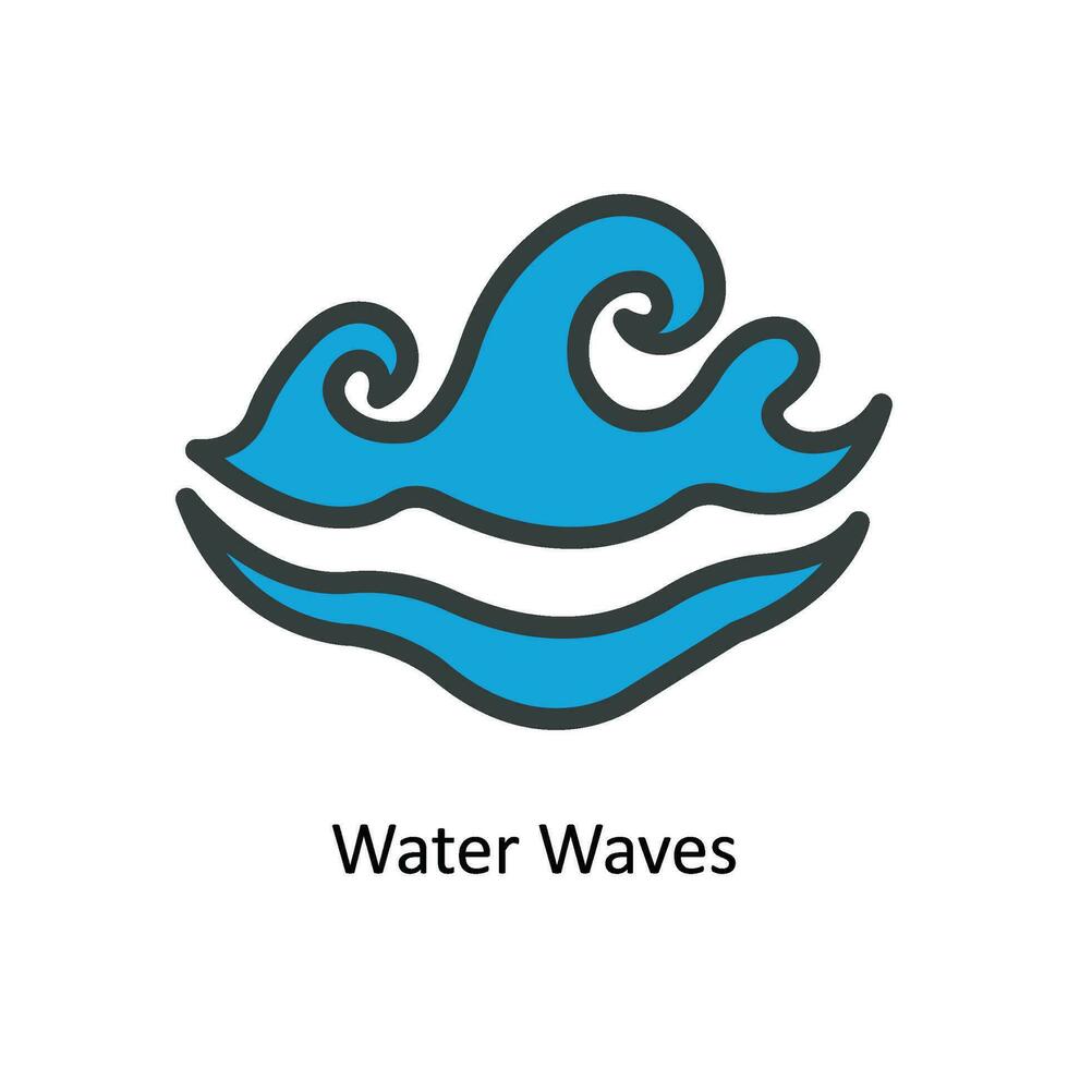 Wasser Wellen Vektor füllen Gliederung Symbol Design Illustration. Natur und Ökologie Symbol auf Weiß Hintergrund eps 10 Datei