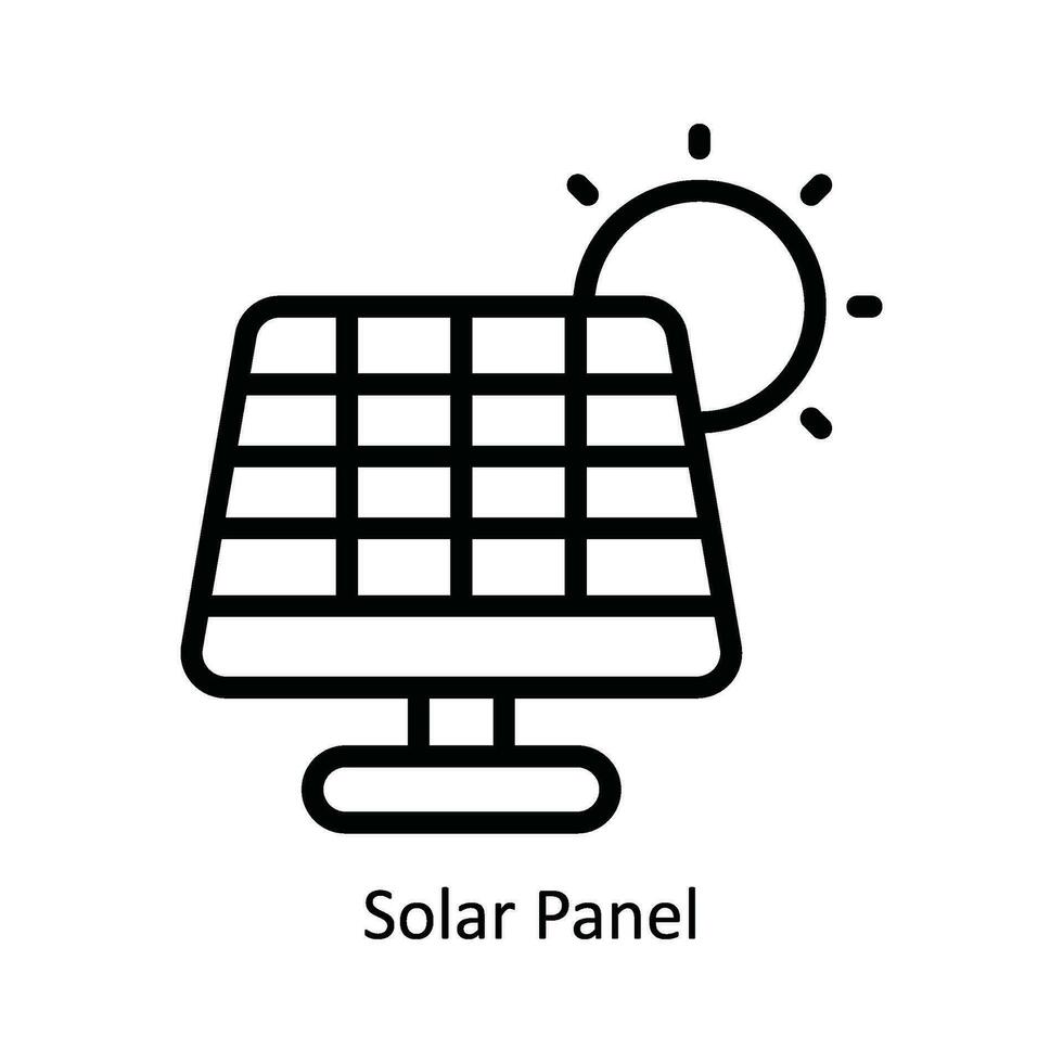 sol- panel vektor översikt ikon design illustration. natur och ekologi symbol på vit bakgrund eps 10 fil