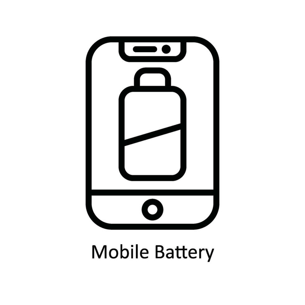 Handy, Mobiltelefon Batterie Vektor Gliederung Symbol Design Illustration. Natur und Ökologie Symbol auf Weiß Hintergrund eps 10 Datei