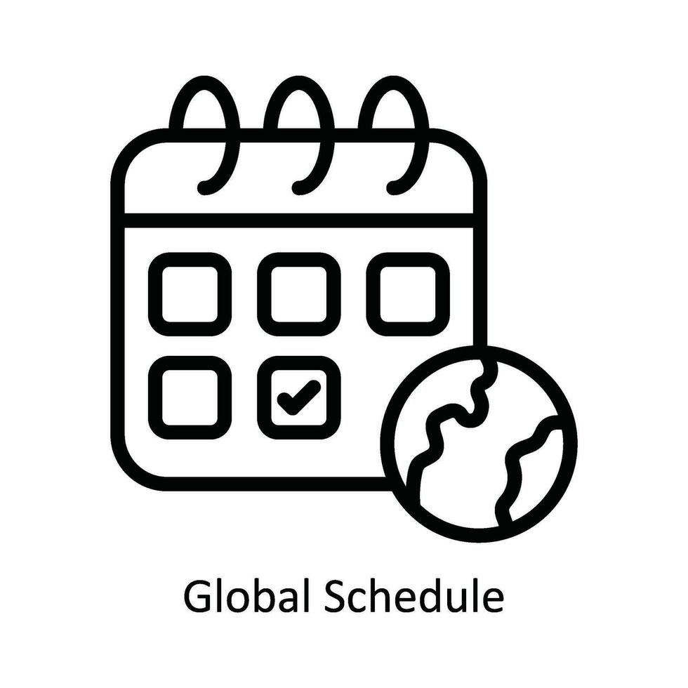global Zeitplan Vektor Gliederung Symbol Design Illustration. Natur und Ökologie Symbol auf Weiß Hintergrund eps 10 Datei