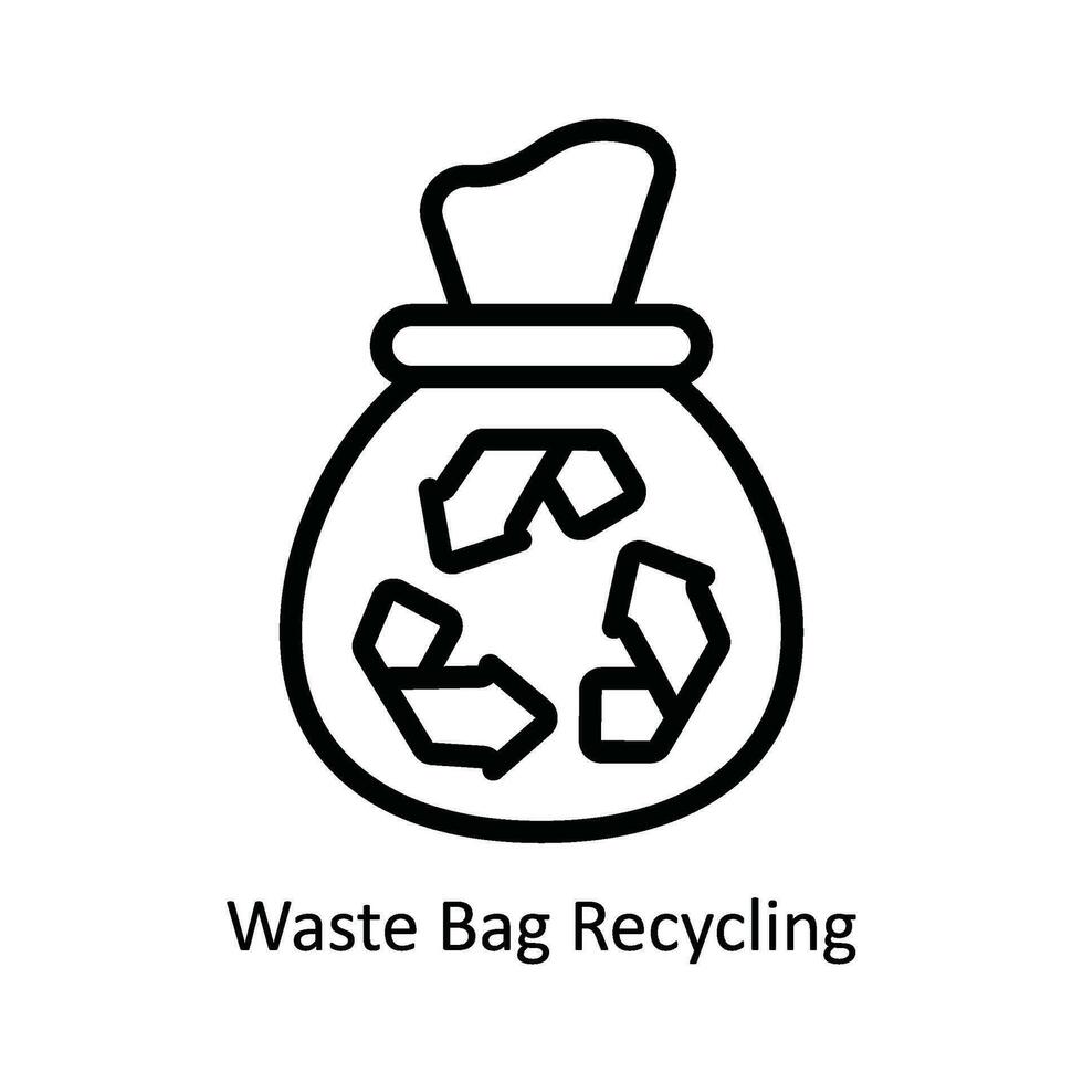 Abfall Tasche Recycling Vektor Gliederung Symbol Design Illustration. Natur und Ökologie Symbol auf Weiß Hintergrund eps 10 Datei