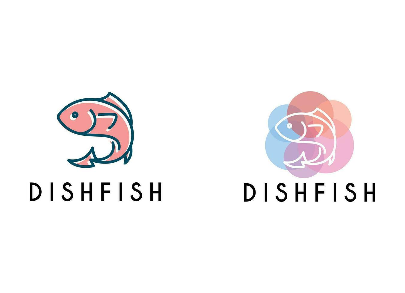 fisk logotyp med linje design vektor, restaurang logotyp , fisk och cirkel vektor