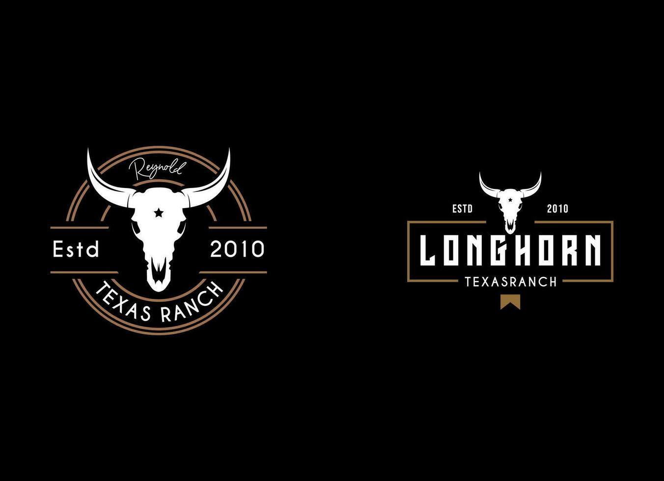 årgång kläder logotyp med longhorn skalle vektor