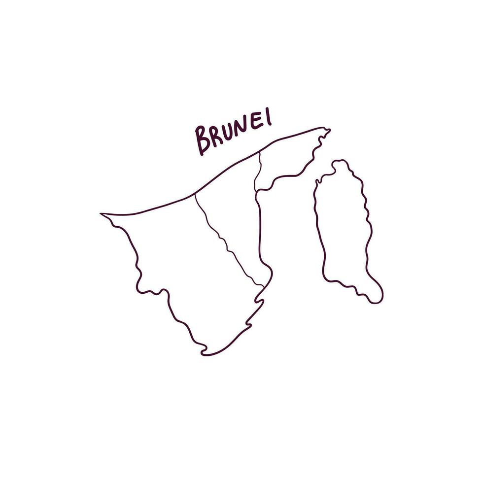Hand gezeichnet Gekritzel Karte von Brunei. Vektor Illustration
