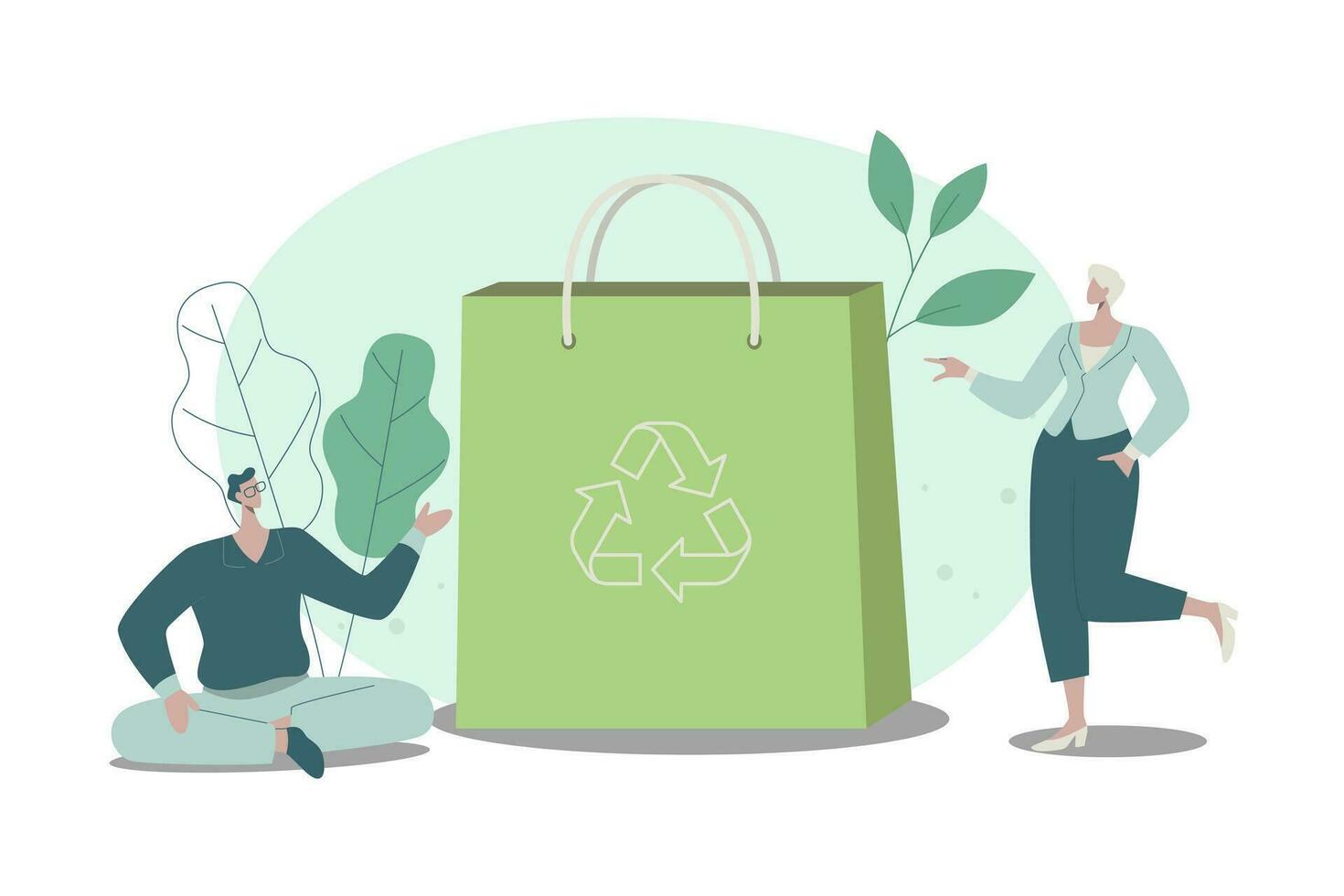 eco påsar, miljö- vänlig förpackning för handla. återvinningsbar biologiskt nedbrytbar hållbar förpackning. vektor design illustration.