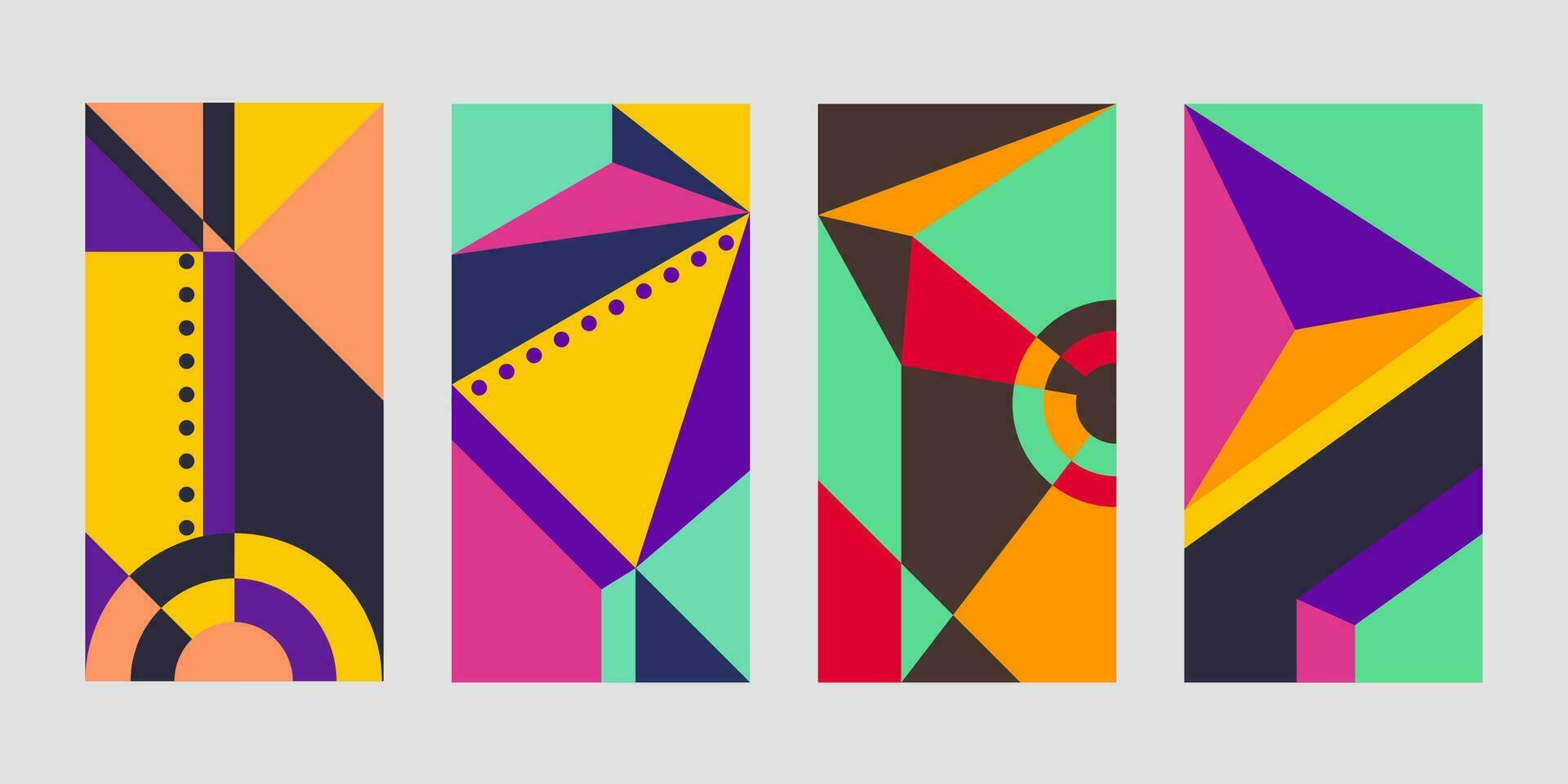 enkel geometrisk platt abstrakt.gjort i fyra former omslag storlek bakgrund.färgfull konst bakgrund vektor