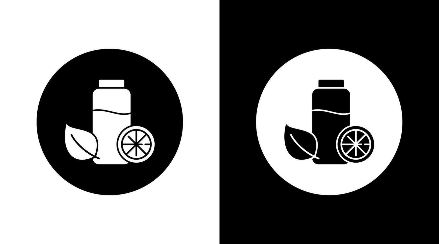 citron- kalk vatten flaska cirkel ikon design svart och vit vektor