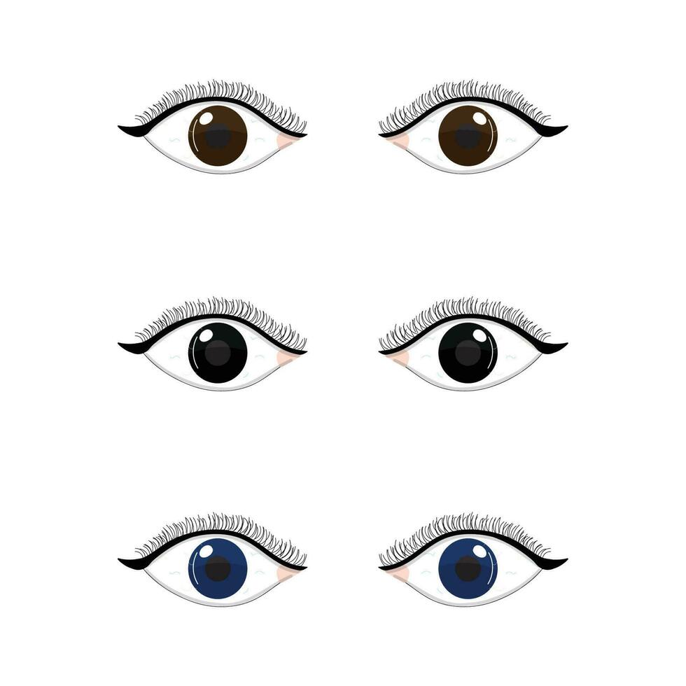 Augen einstellen mit drei anders Auge Farbe kostenlos Vektor