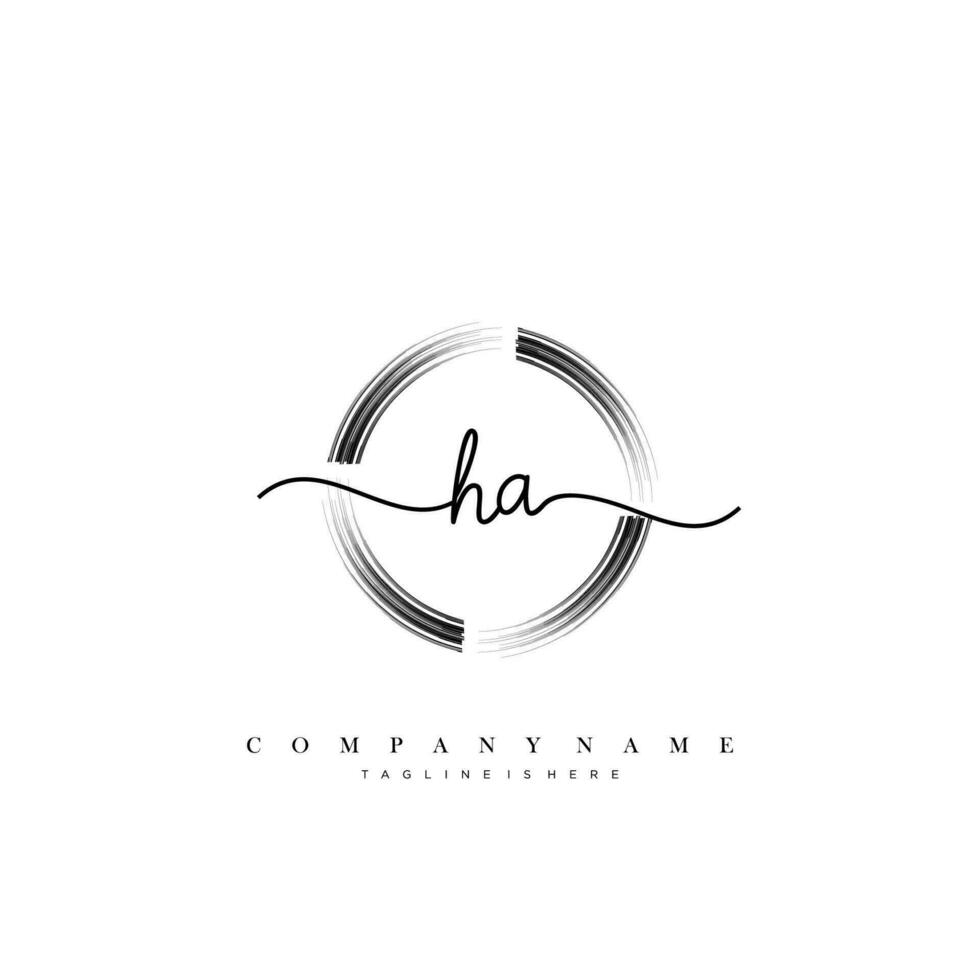 Ha Initiale Handschrift minimalistisch geometrisch Logo Vorlage Vektor