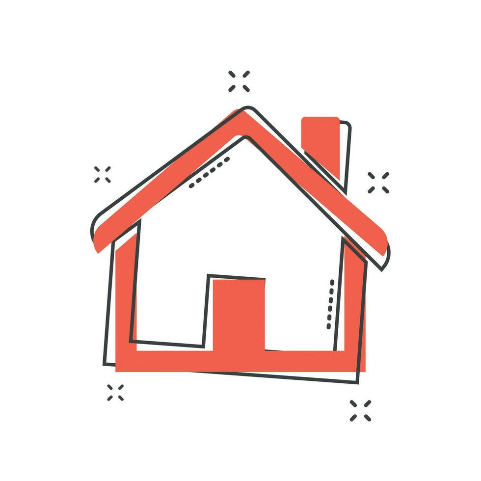 tecknad serie hus ikon i komisk stil. Hem illustration piktogram. hus stänk företag begrepp. vektor