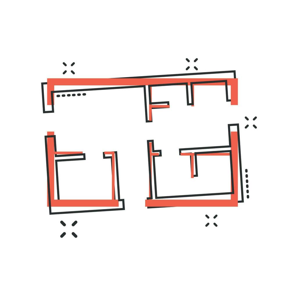 vektor tecknad serie hus planen ikon i komisk stil. arkitekt schema tecken illustration piktogram. hus schema företag stänk effekt begrepp.
