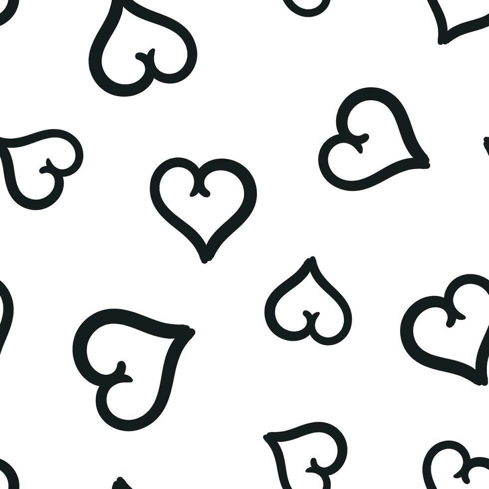 hand dragen hjärtan ikon sömlös mönster bakgrund. företag begrepp vektor illustration. kärlek skiss klotter hjärta symbol mönster.