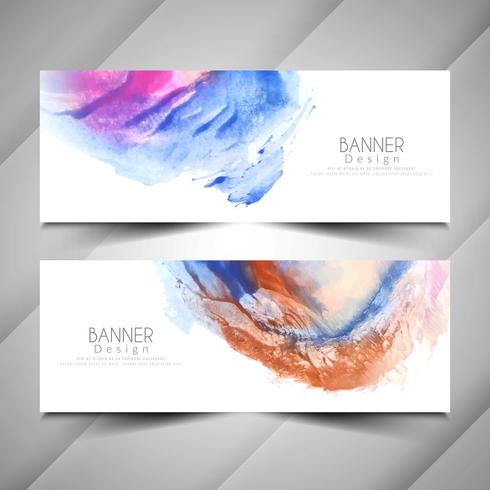 Abstrakt modern vattenfärg stil banners design set vektor