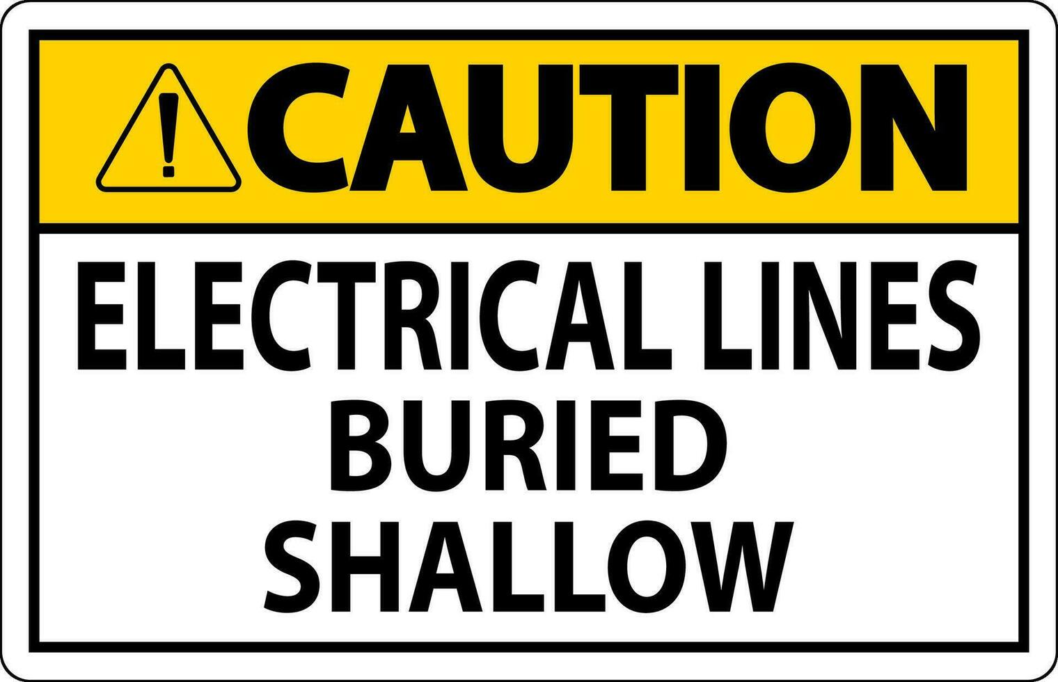 varning tecken elektrisk rader, begravd grund på vit bacground vektor