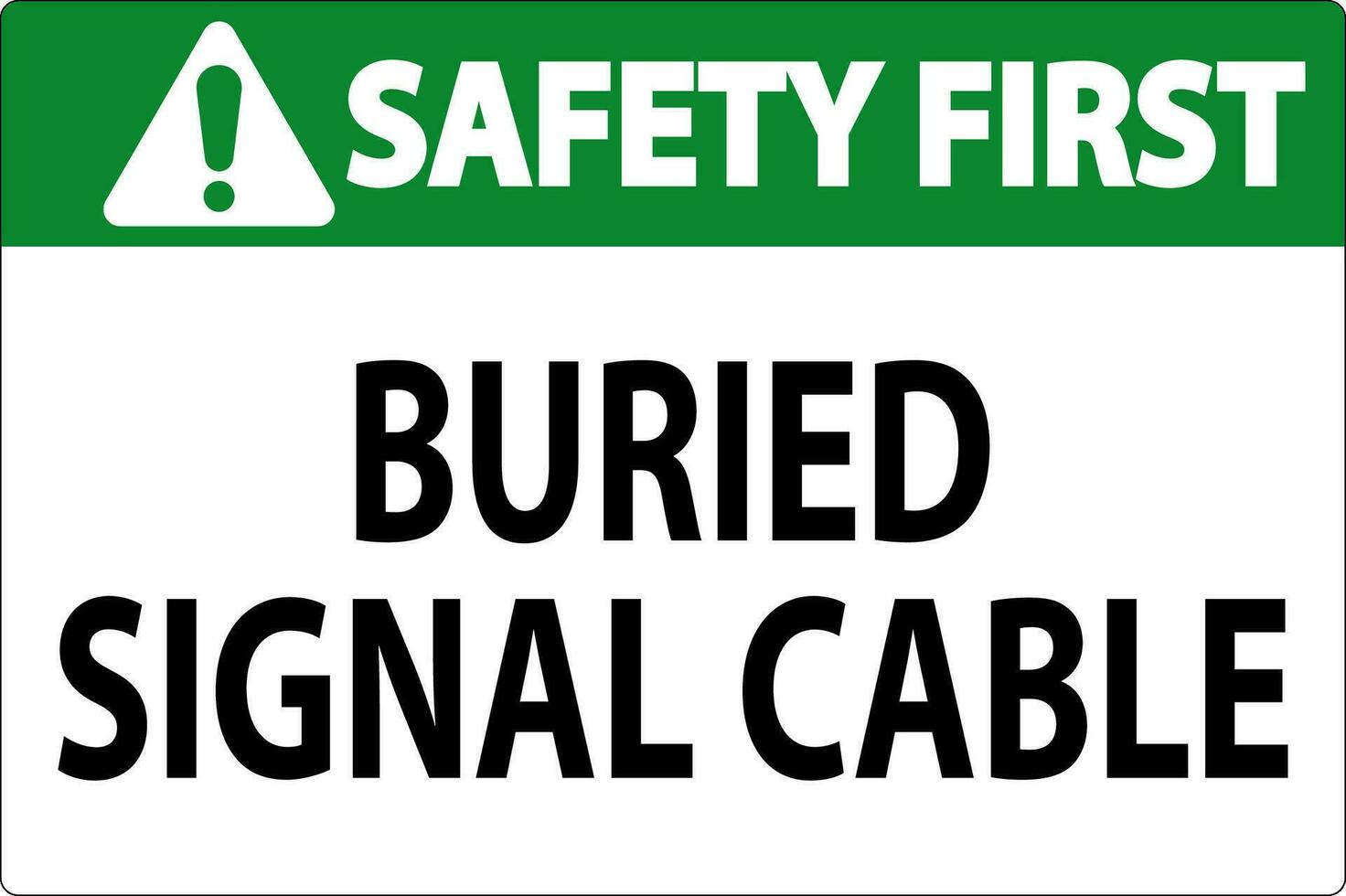 säkerhet först tecken begravd signal kabel- på vit bacground vektor