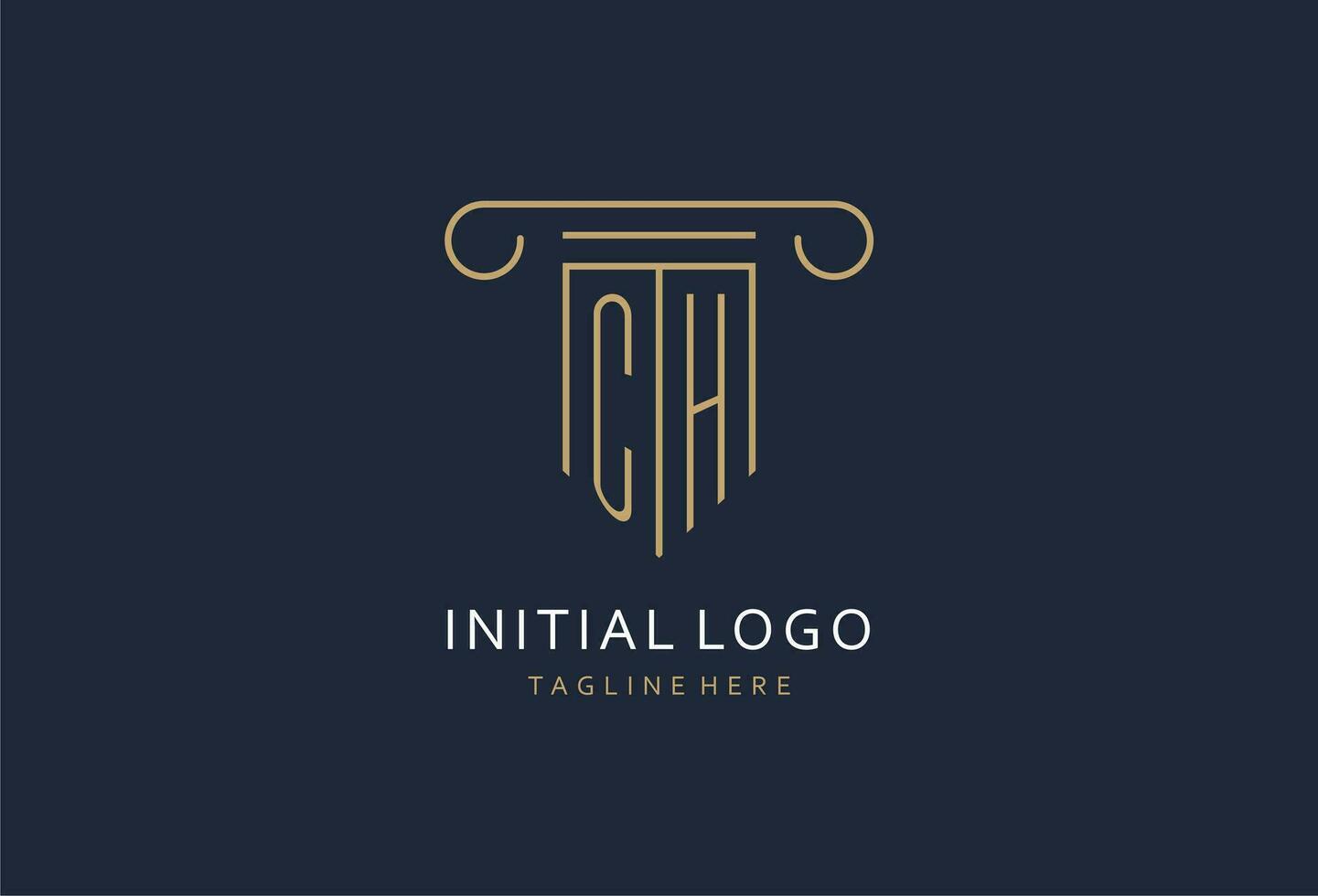 ch första med pelare form logotyp design, kreativ monogram logotyp design för lag fast vektor