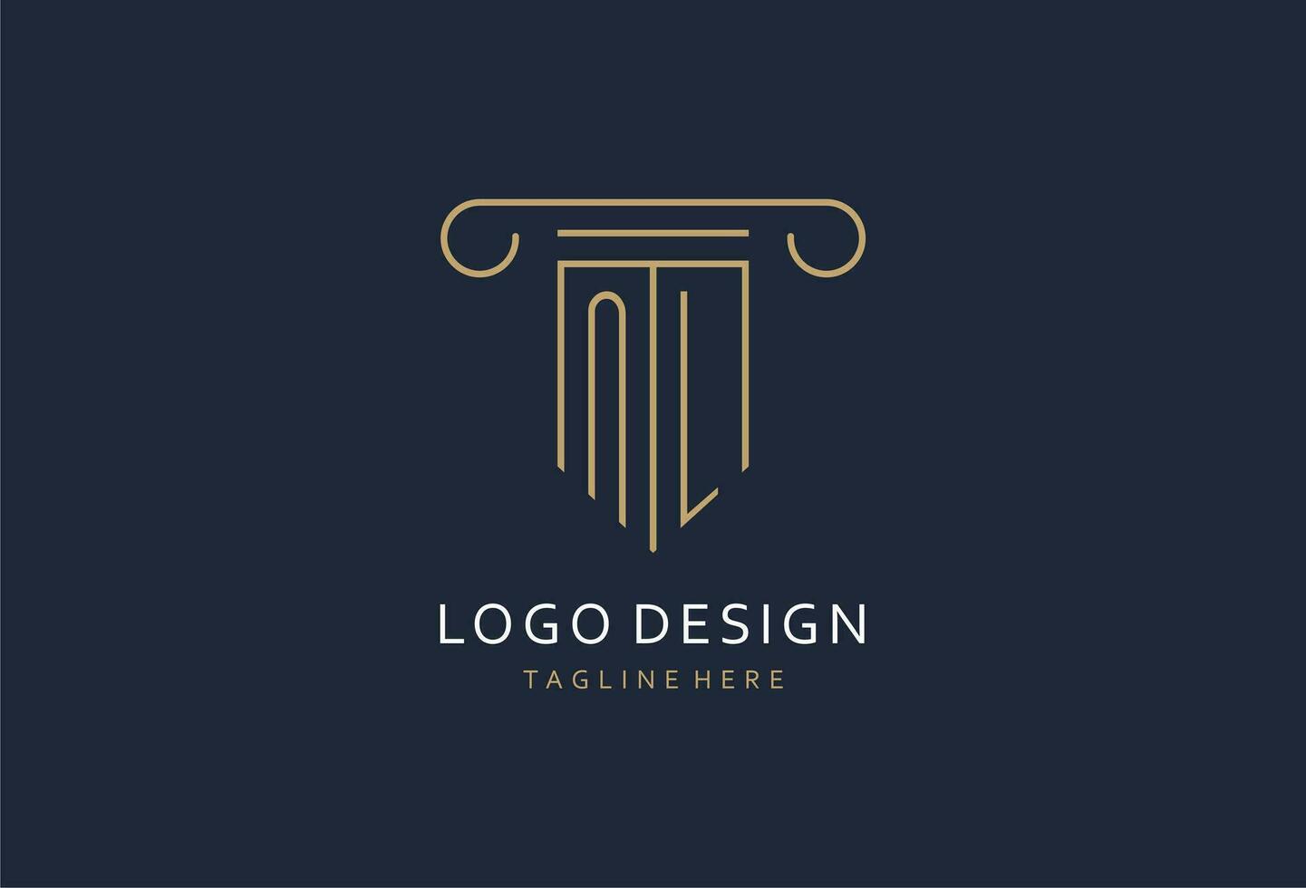 nl första med pelare form logotyp design, kreativ monogram logotyp design för lag fast vektor