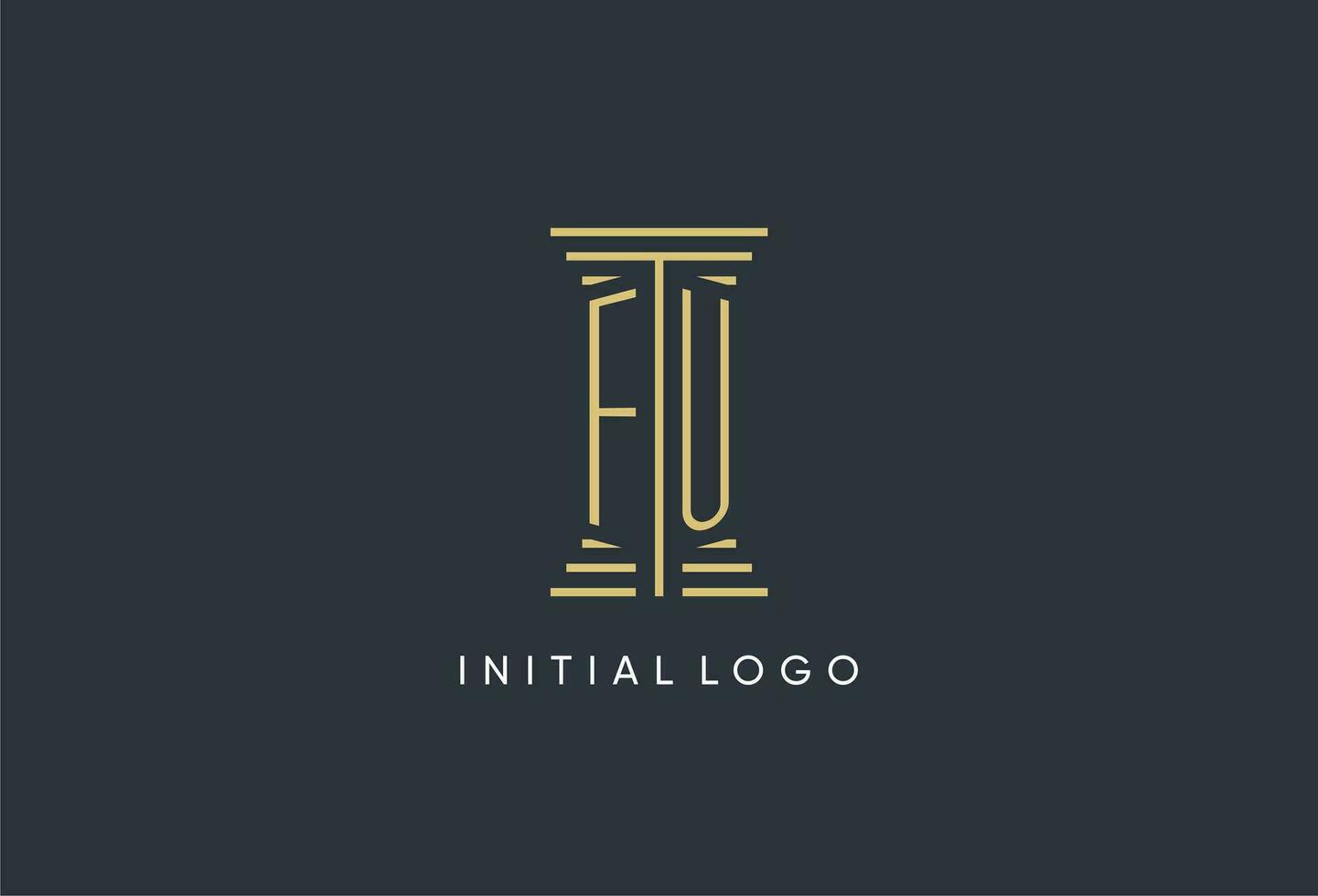 fu Initiale Monogramm mit Säule gestalten Logo Design vektor