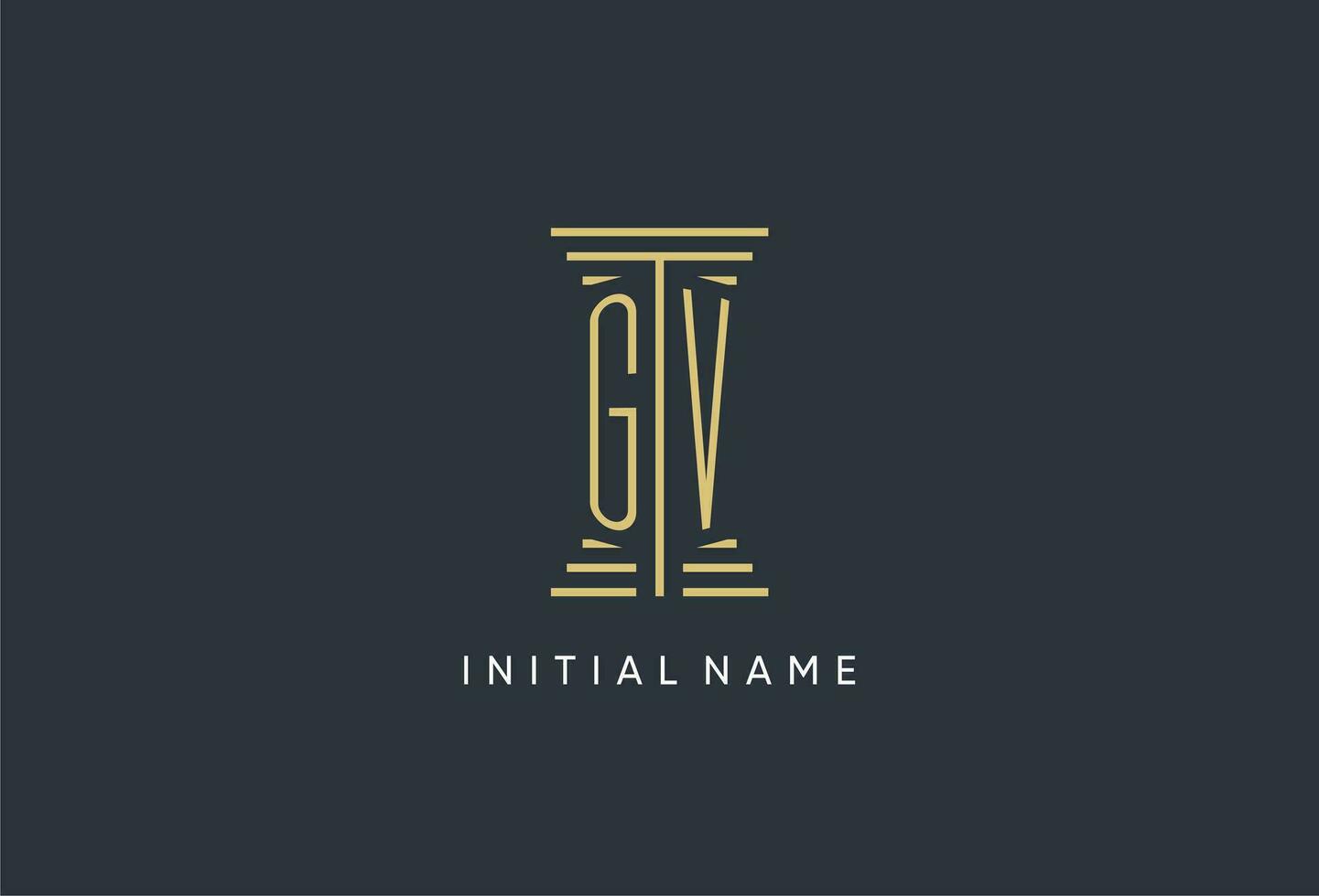 gv Initiale Monogramm mit Säule gestalten Logo Design vektor