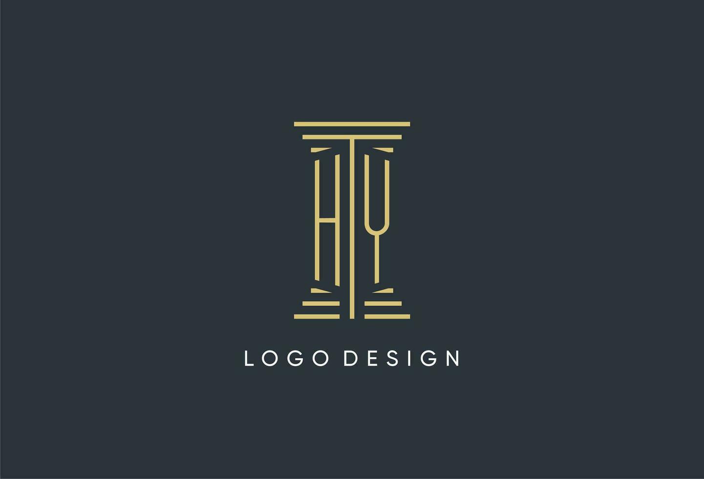hy första monogram med pelare form logotyp design vektor