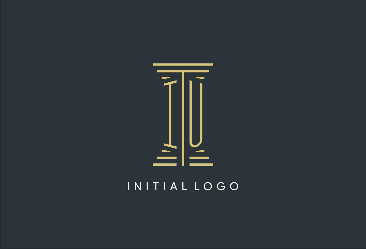 iu första monogram med pelare form logotyp design vektor