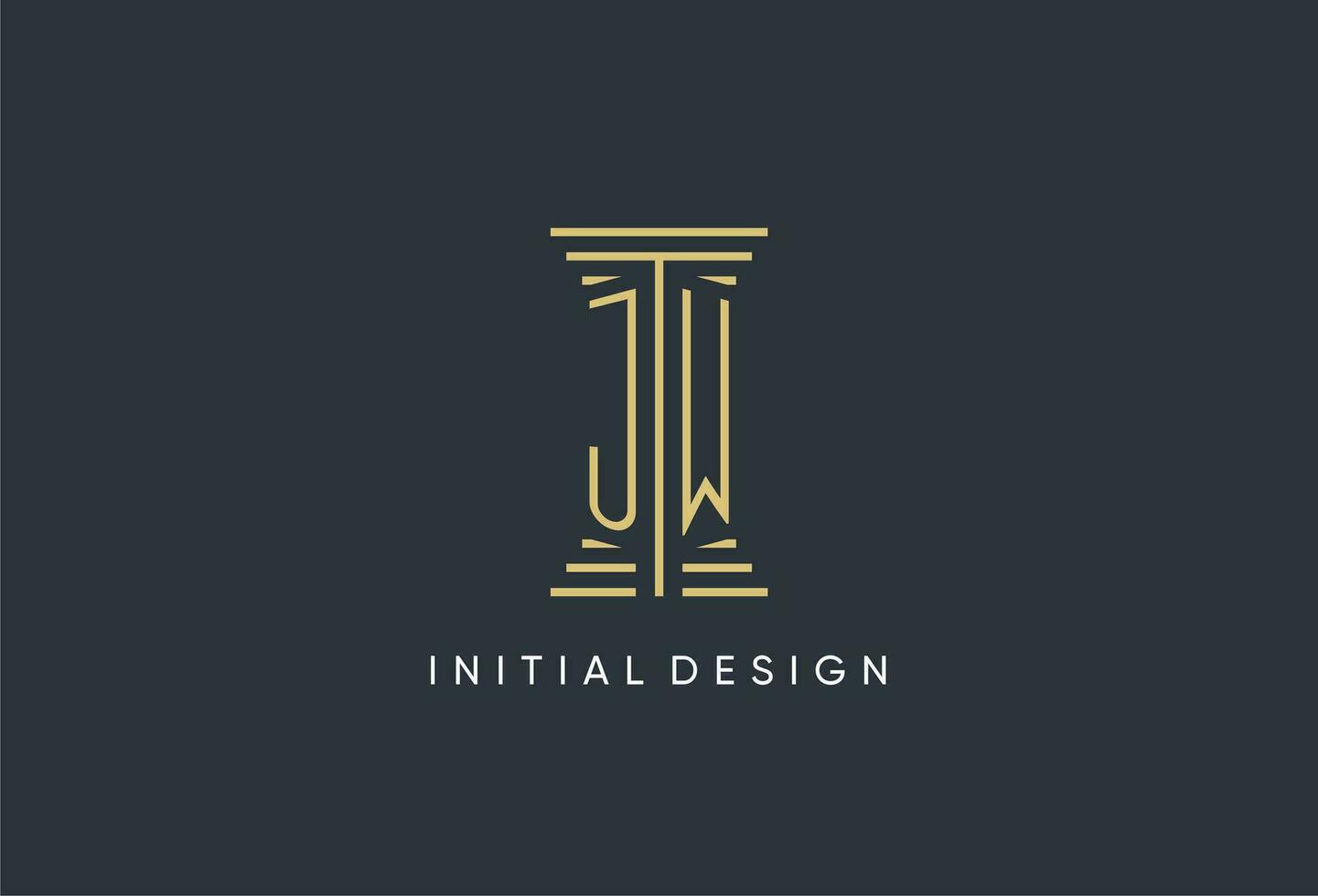 jw Initiale Monogramm mit Säule gestalten Logo Design vektor