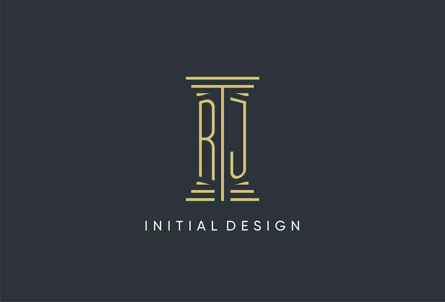 rj Initiale Monogramm mit Säule gestalten Logo Design vektor