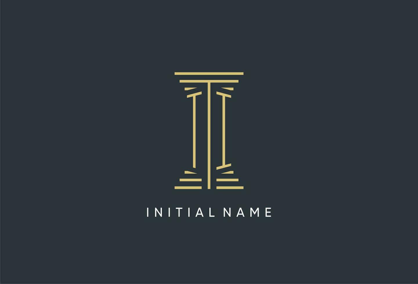 ti Initiale Monogramm mit Säule gestalten Logo Design vektor