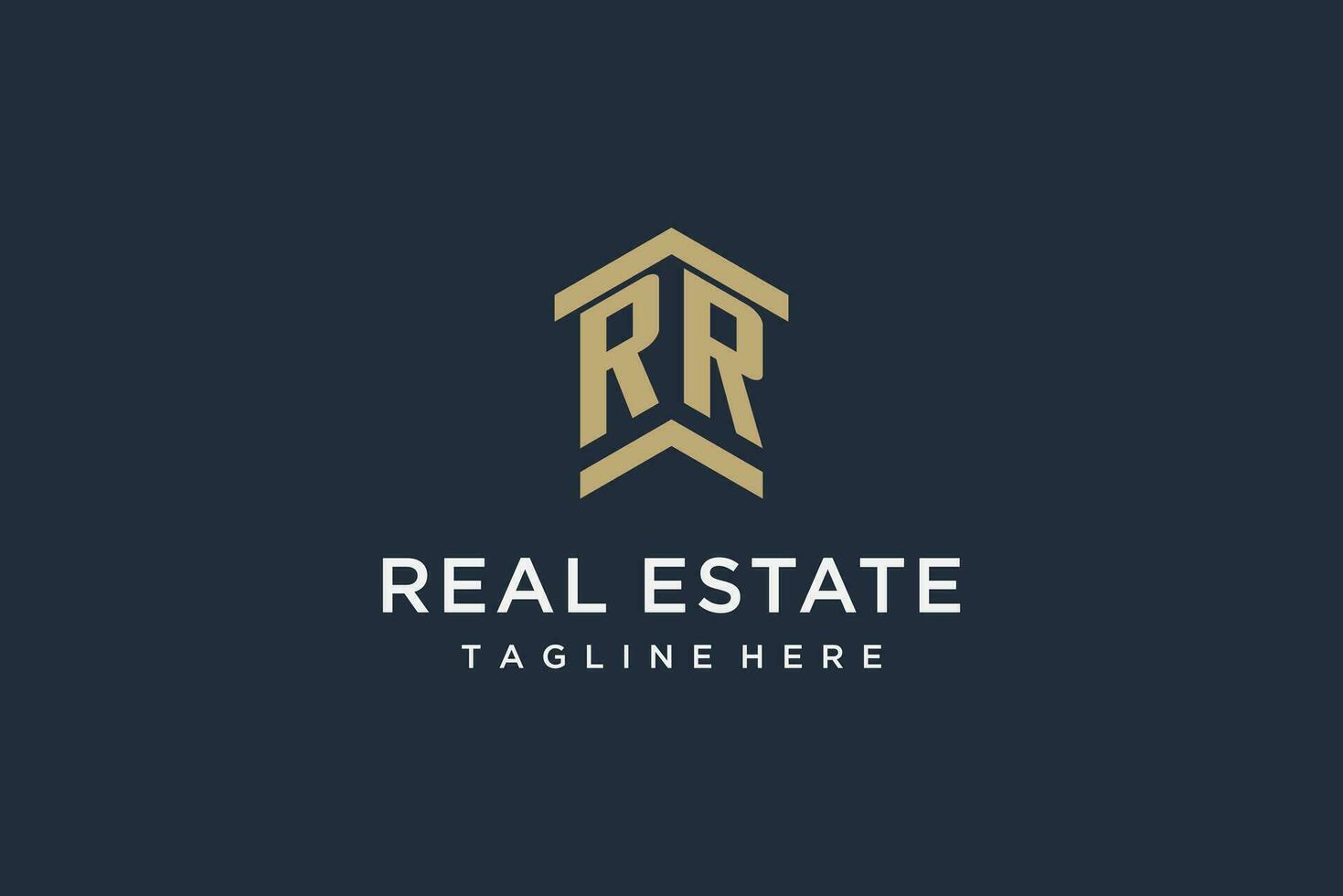 första rr logotyp för verklig egendom med enkel och kreativ hus tak ikon logotyp design idéer vektor