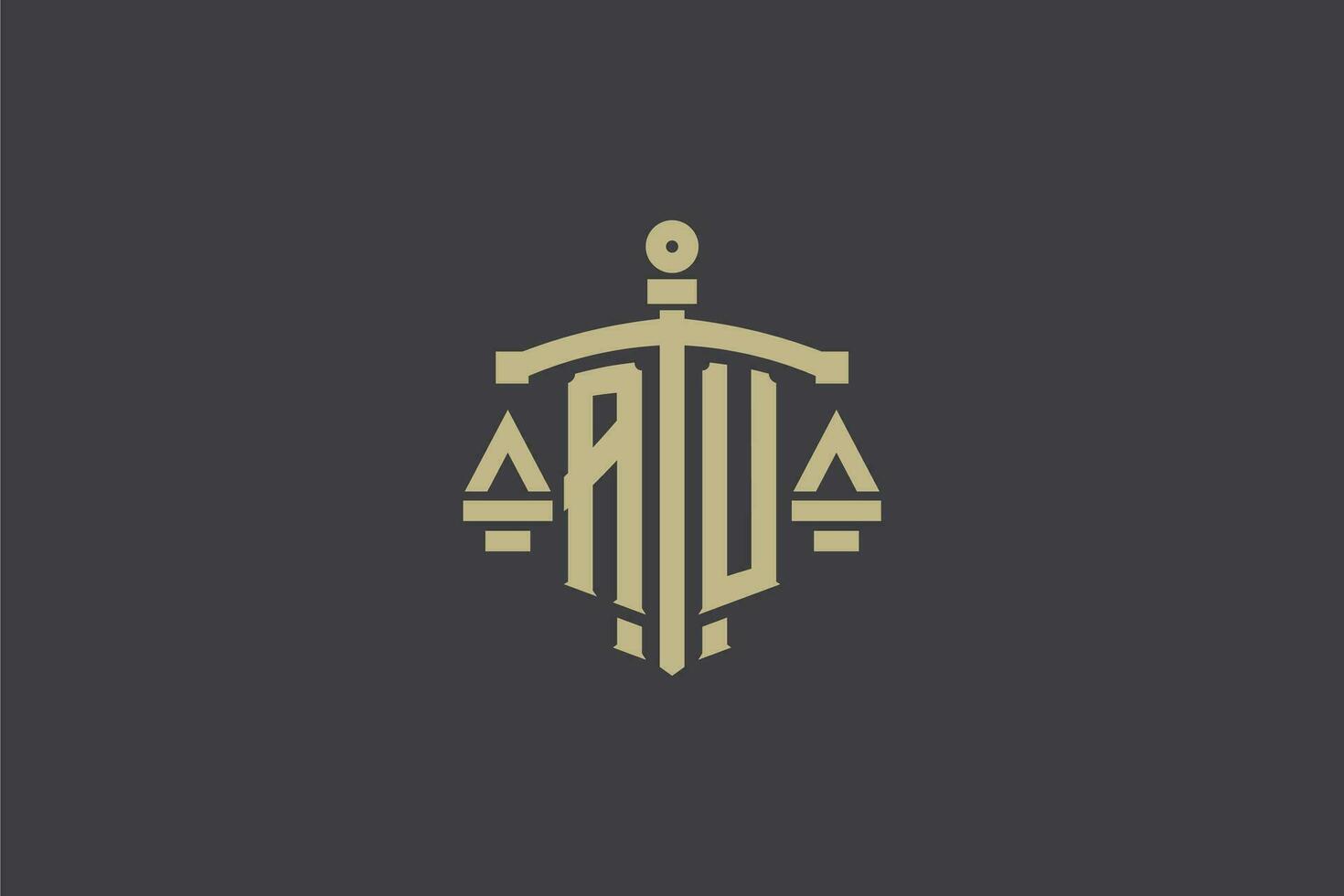Brief au Logo zum Gesetz Büro und Rechtsanwalt mit kreativ Rahmen und Schwert Symbol Design vektor