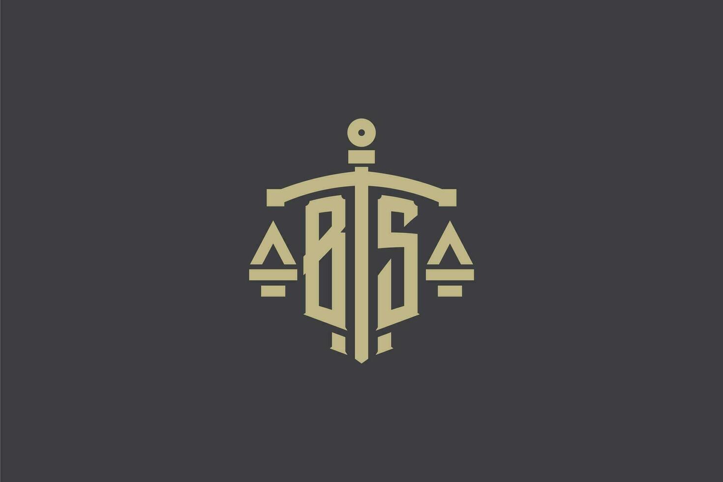 brev bs logotyp för lag kontor och advokat med kreativ skala och svärd ikon design vektor