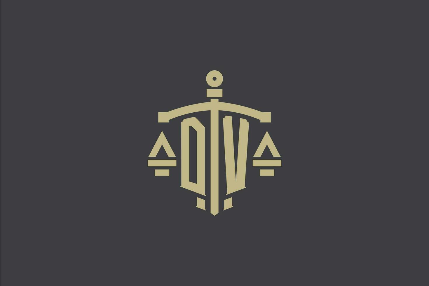 brev dv logotyp för lag kontor och advokat med kreativ skala och svärd ikon design vektor
