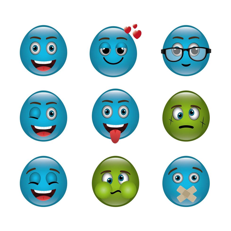 Bündel von Emoticons mit Ausdrücken vektor