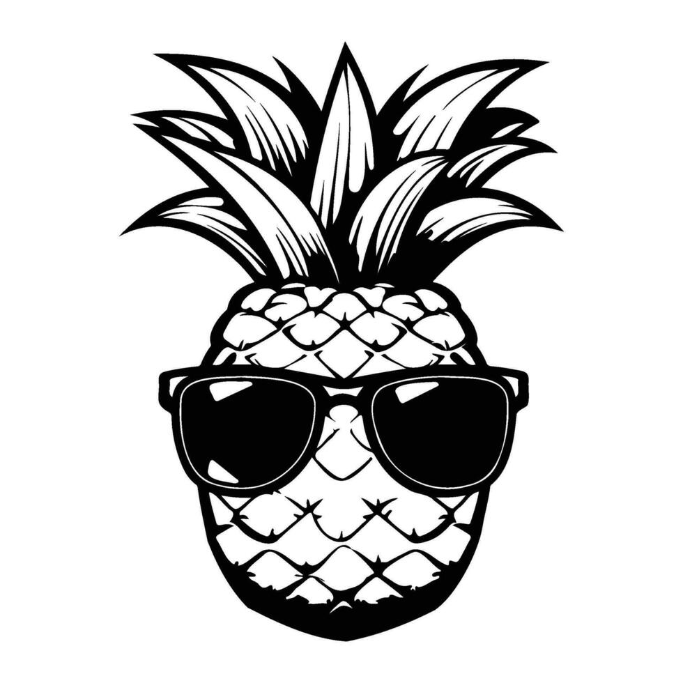 ananas bär solglasögon, sommar ananas vektor