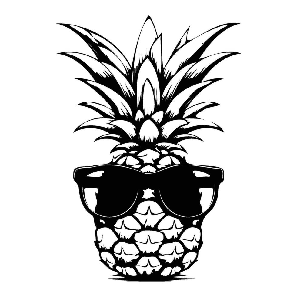 ananas bär solglasögon, sommar ananas vektor