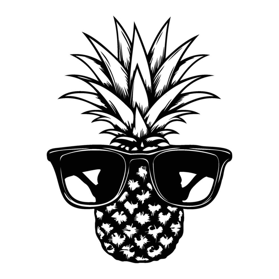 ananas bär solglasögon, sommar ananas vektor