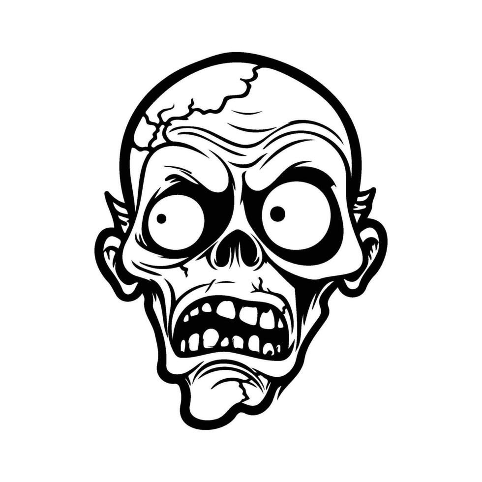 skrämmande zombie tecknad serie, Skräck begrepp, panik drabbade zombie ikon vektor