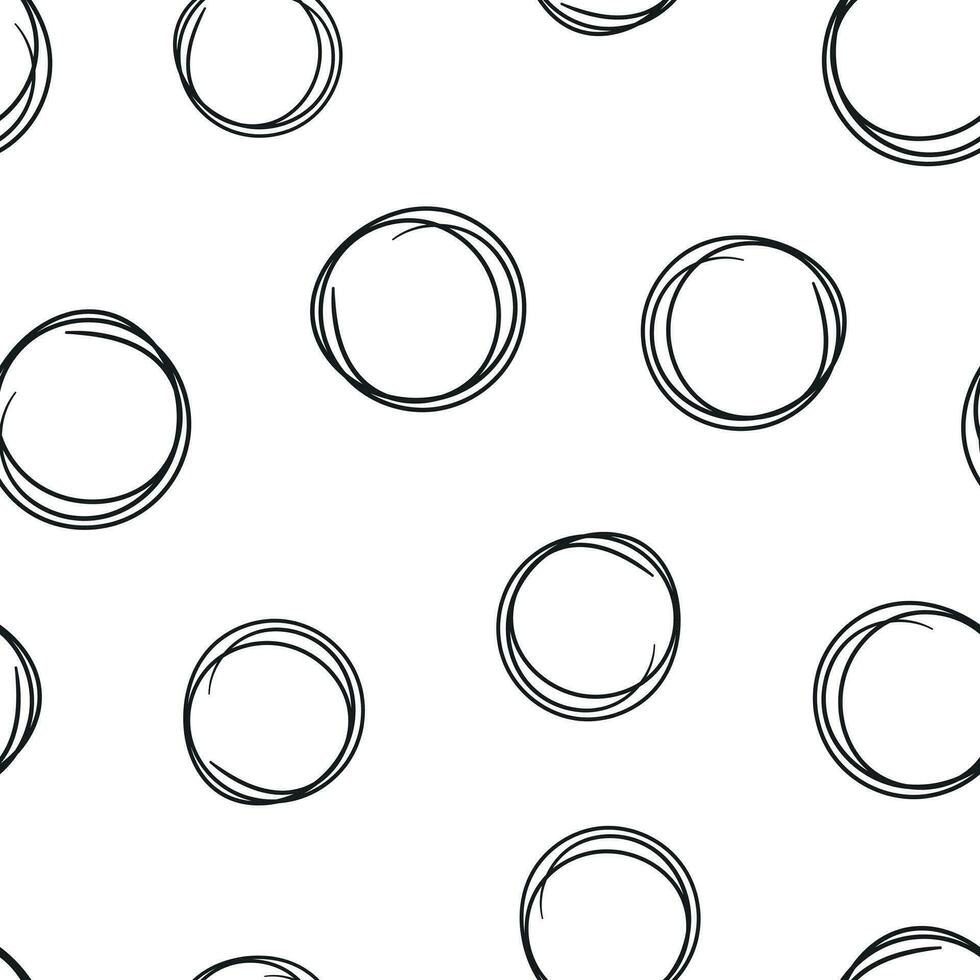 hand dragen klottra cirklar linje skiss ikon sömlös mönster bakgrund. företag begrepp vektor illustration. cirkulär klottra klotter symbol mönster.