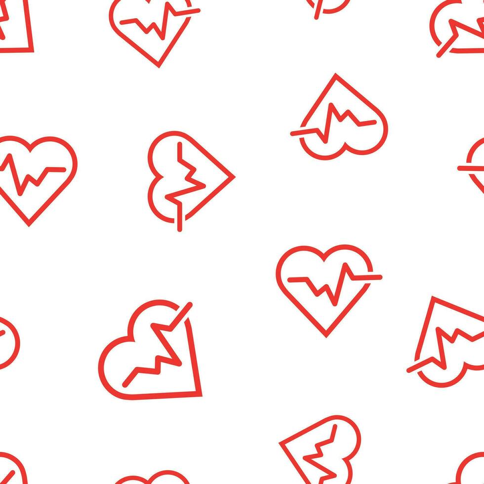 hjärtslag linje med hjärta ikon sömlös mönster bakgrund. företag begrepp vektor illustration. hjärta rytm symbol mönster.