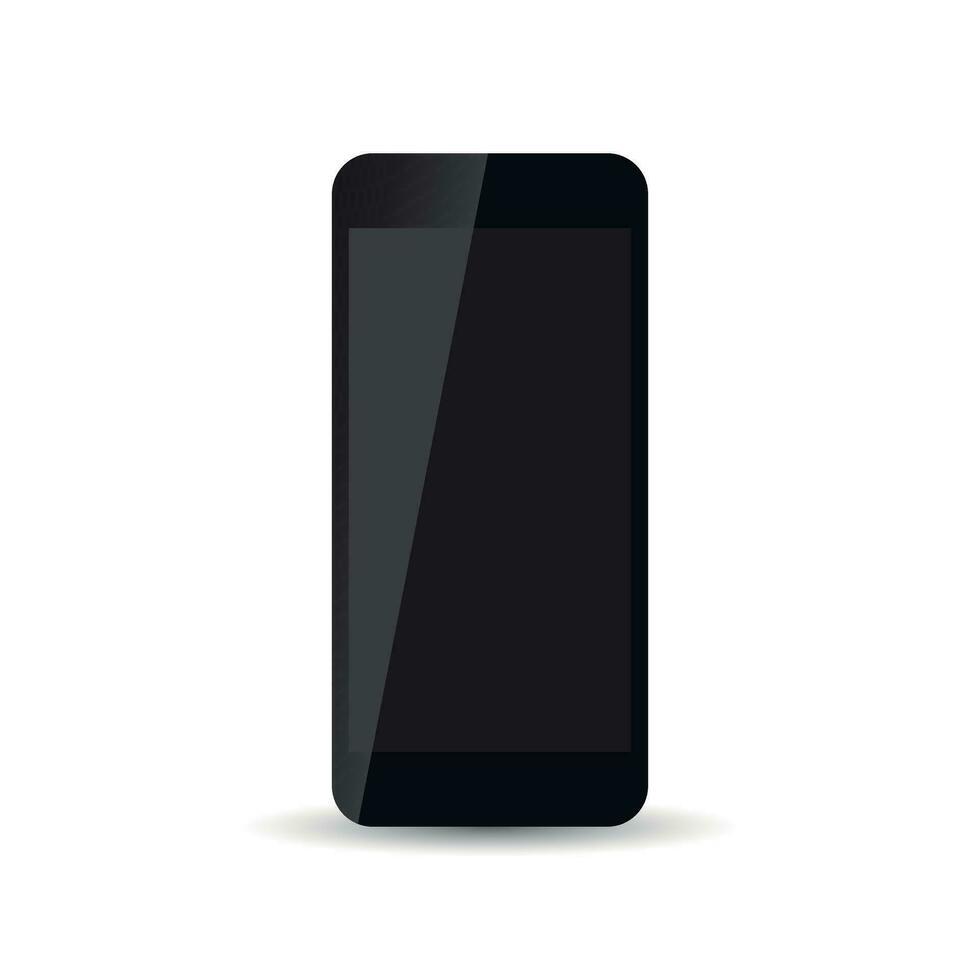 schwarz realistisch Smartphone Symbol auf Weiß Hintergrund. modern einfach eben Telefon. Vektor Illustration.