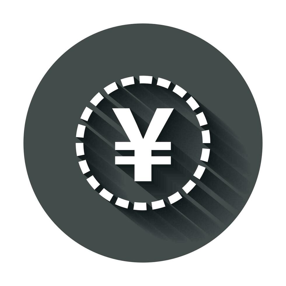 yen, yuan pengar valuta vektor ikon i platt stil. yen mynt symbol illustration med lång skugga. Asien pengar företag begrepp.