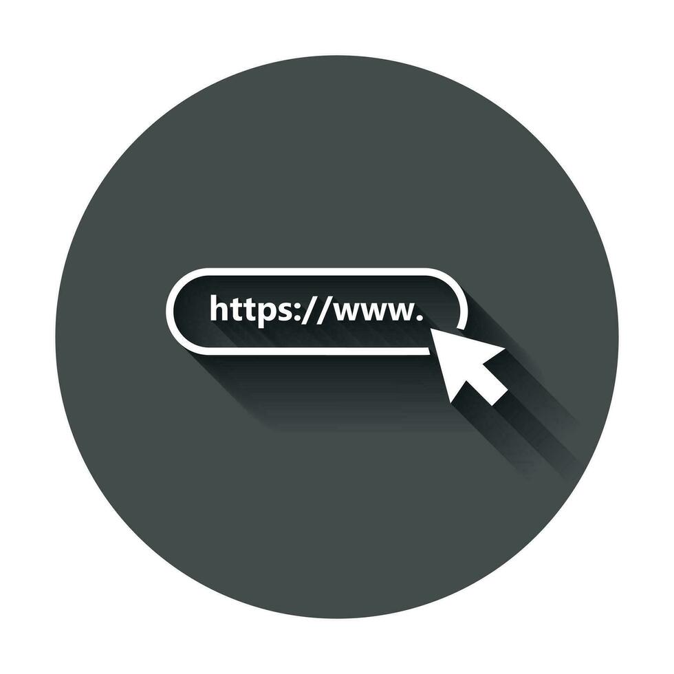 adress och navigering bar ikon. vektor illustration med lång skugga. företag begrepp Sök www https piktogram.